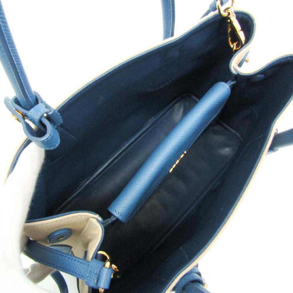 PRADA Cream Canvas Saffiano Shoulder Bag - Picture 3 of 16